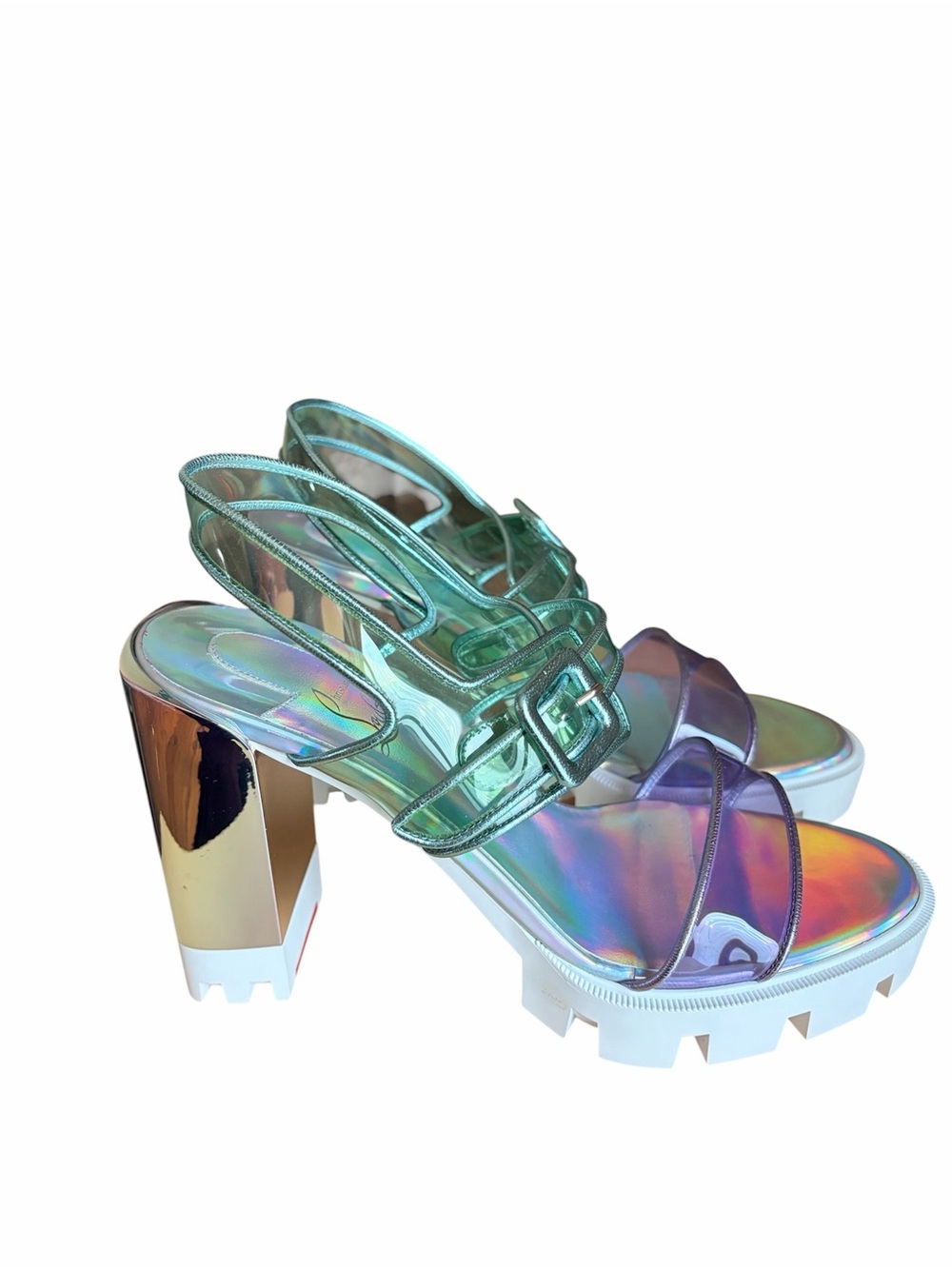 Christian Louboutin Duniss lug holographic iridescent pvc heels - Picture 7 of 11